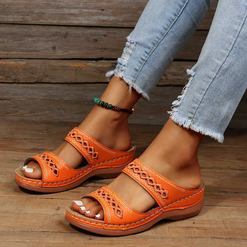 Sandali Ortopedici In Pelle Vintage Donna – Plateau E Zeppa Chiusa – Supporto Arco Plantare – Varie Taglie E Colori