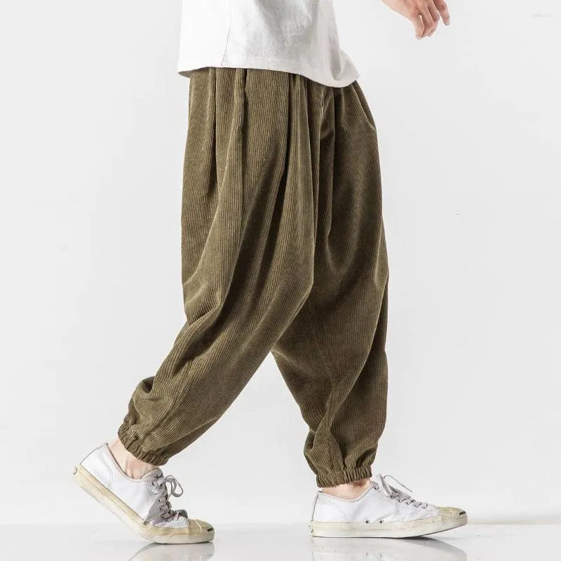 Herrbyxor japanska mäns mode bomull raka harem gata stora gårdar jogga retro casual tröjor