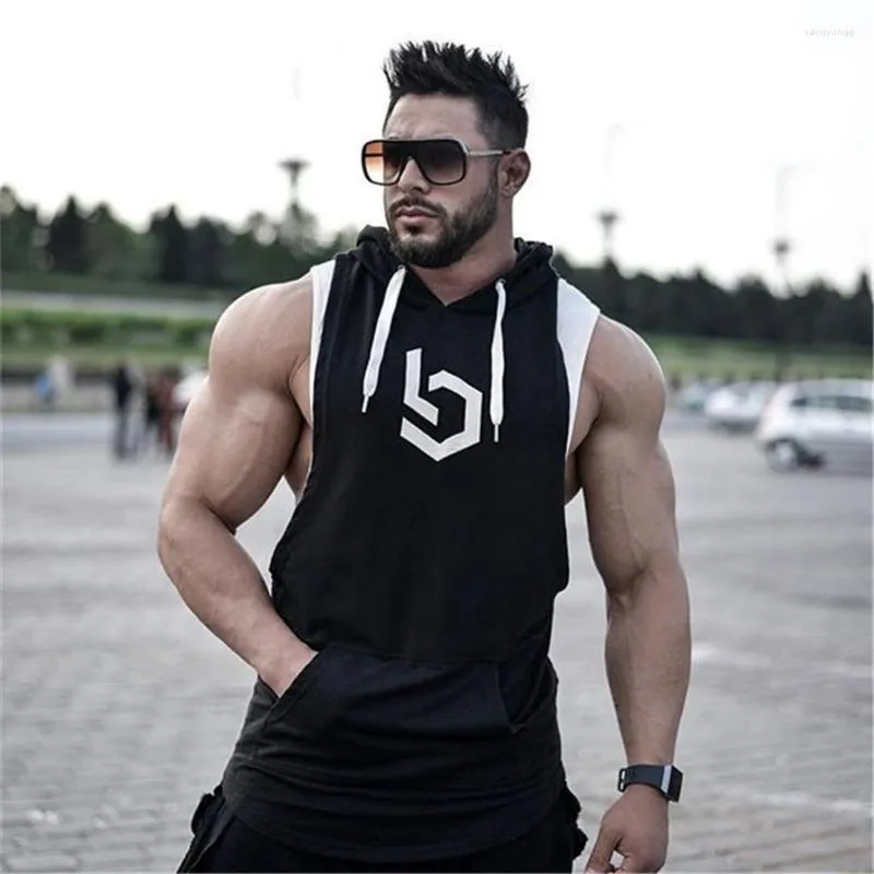 Felpe con cappuccio da uomo Tasca fitness per il tempo libero Canotte senza maniche Maglietta per bodybuilding Moda Stringer Gilet da allenamento maschile Abbigliamento sportivo