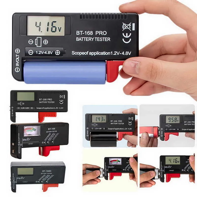 BT-168 BT-168D Elektroinstrumente AA/AAA/C/D/9V/1,5V-Batterien Universal-Knopfzellenbatterie Farbcodiertes Messgerät zeigt Voltprüfgerät an BT168 Power