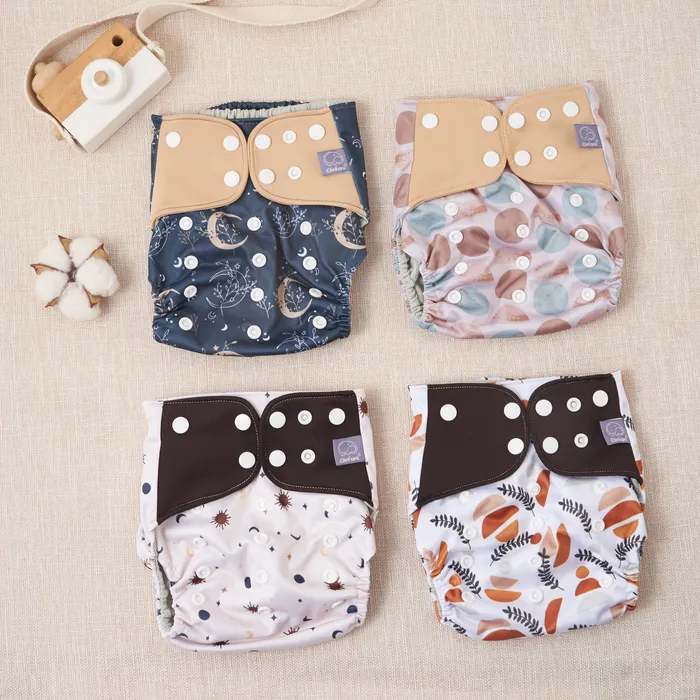 Pieluchy tkaniny elinfant 4pcsset myjna pieluszka ekologiczna pieluszka pieluszka moda nadruk wielokrotnego użytku majtki Dzieci Fit 0-2 lata 3-15 kg dziecko 230223