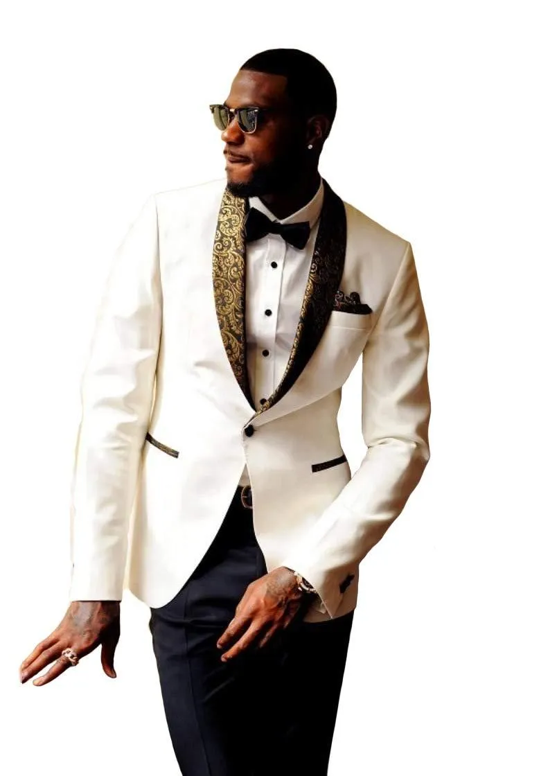 Men's Suits & Blazers Elegant 2023 Costume Homme Shawl Lapel Black Jacquard Dinner Party Groom Wear Men Wedding For Prom TuxedoMen's