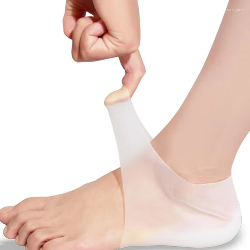 Chaussettes invisibles pour femmes, 1 paire, semelles intérieures invisibles pour augmenter la hauteur, coussinet de talon élastique en Silicone, Protection des pieds, coussin caché pour hommes