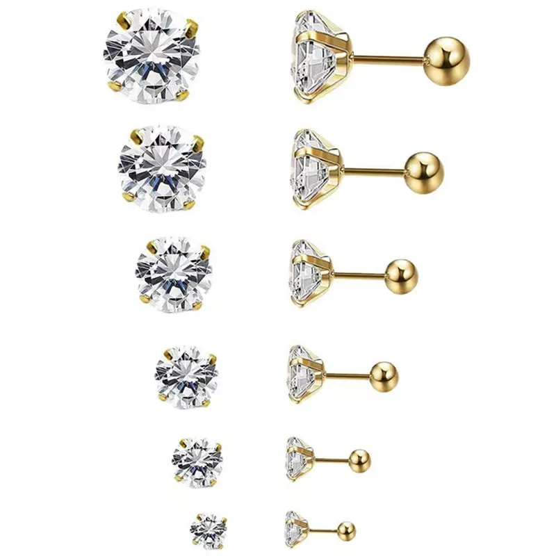 Top Stainless Steel Studs Ornament 3A Zircon Single Diamond Simple Graceful Ear Bone Stud Factory Wholesale