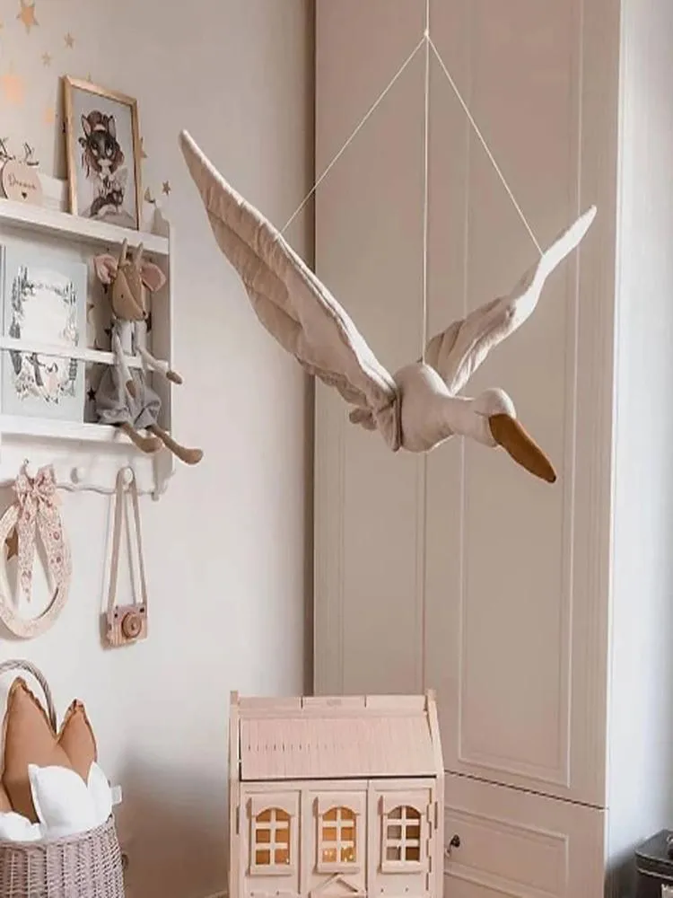 Dekorativa figurer föremål bomullslinje vägg hängande svan plysch fylld docka baby lugnande kudde sovrum barnkammare rum dekor hänge deco