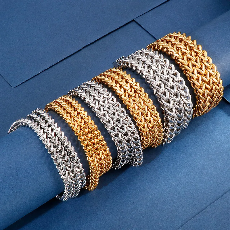 6 mm/8 mm 26 cali 66 cm Męski łańcuch pszenicy Naszyjnik ze stali nierdzewnej Moda Złota srebrna biżuteria Prezenty Hiphop