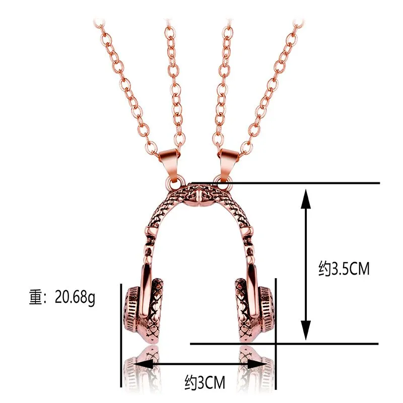 Spersonalizowany kreatywny zestaw słuchawkowy para naszyjnik magnes wisidant Naszyjniki Walentynki w dniu biżuterii Prezenty dla mężczyzn kobiety