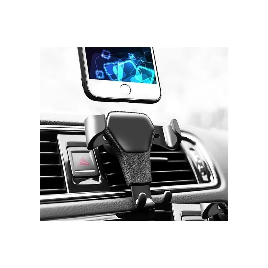 Car Holder Matic Locking Air Vent Gps Cell Phone Mount Stand Grille Buckle Type Compatible For Android Drop Delivery Mobiles Motorcy Dhh03