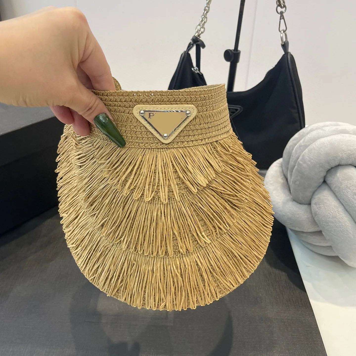 Designer Tassel Knitted Straw Hat With Wide Brim For Women And Men 9