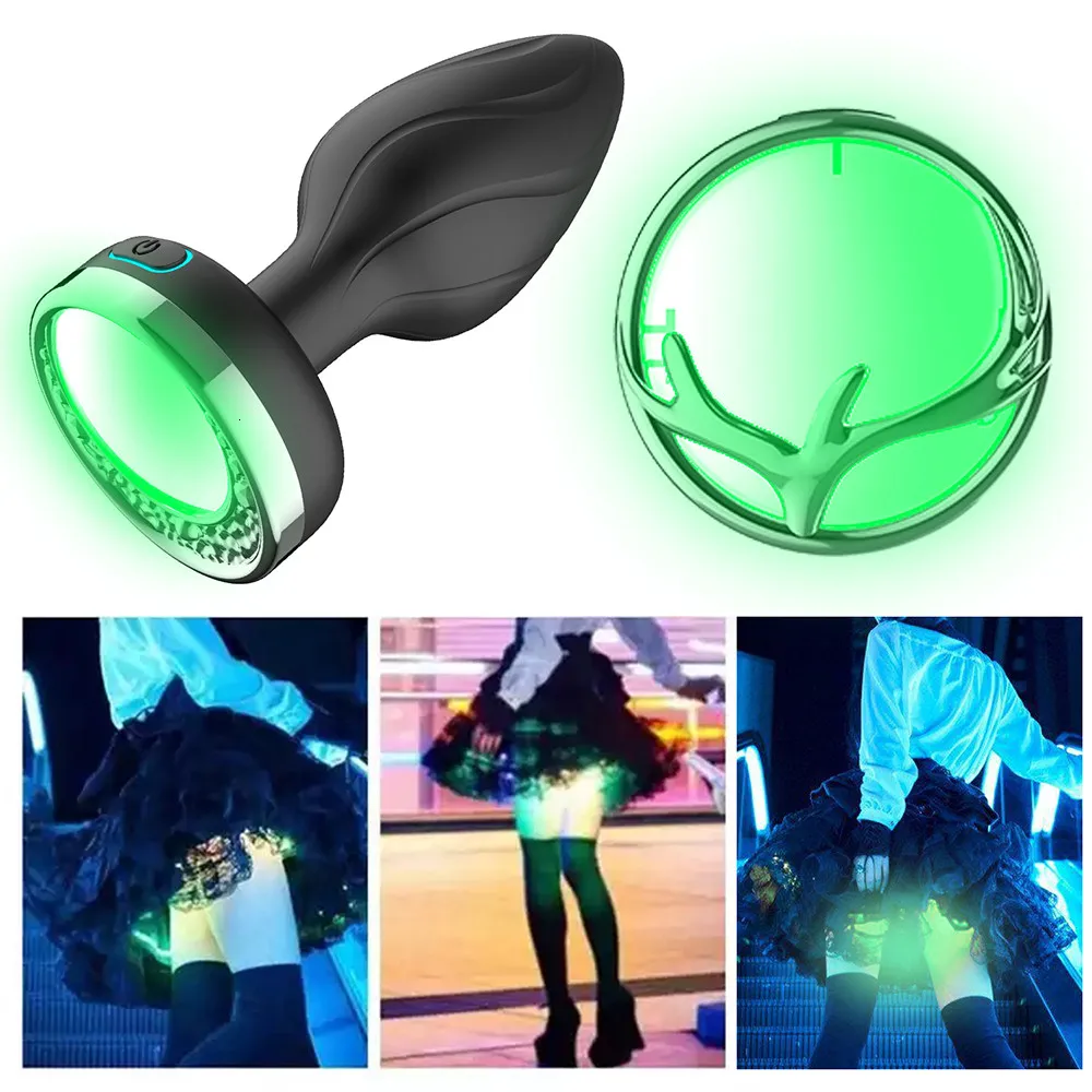 Giocattoli anali Plug vibratore con luce colorata telecomando senza fili massaggiatore della prostata stimolatore del punto G di testa S_voghion.com