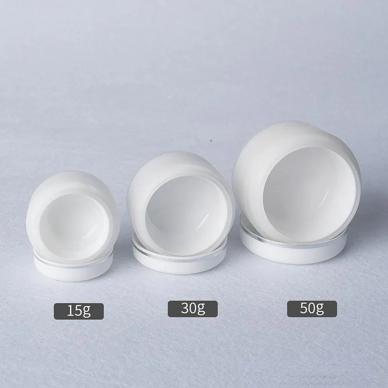 White PP Cosmetic Jar Hand Face Cream Plastic Jar 15g 30g 50g Cosmetic Sample Plastic Container with Inner Liner Cover