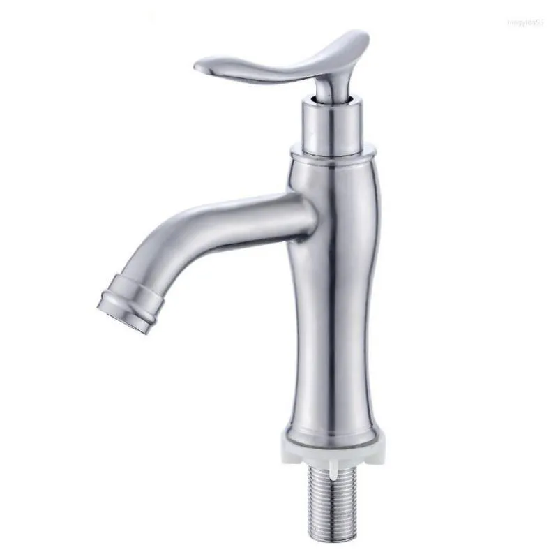 Kitchen Faucets G1/2 304 Stainless Steel Carefully Cast Retro Style Washbasin Faucet Bathroom Single Cold Sink Tap