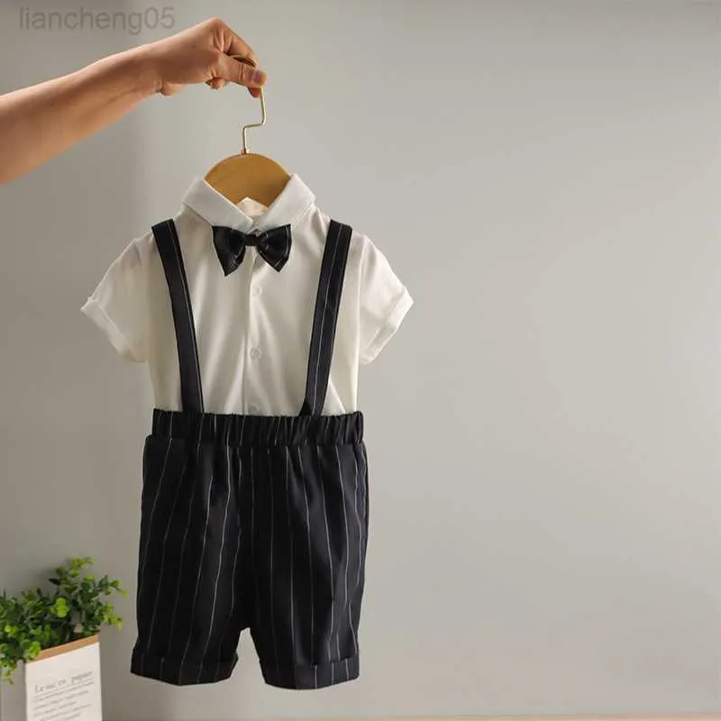 Roupas se setenta Anak-Anak Setelan Anak Laki-Laki Musim Panas Lengan Pendek Tampan Bunga Musim Gugur gaun Anak-Anak Musim Panas Setelan Bayi Satu W0224