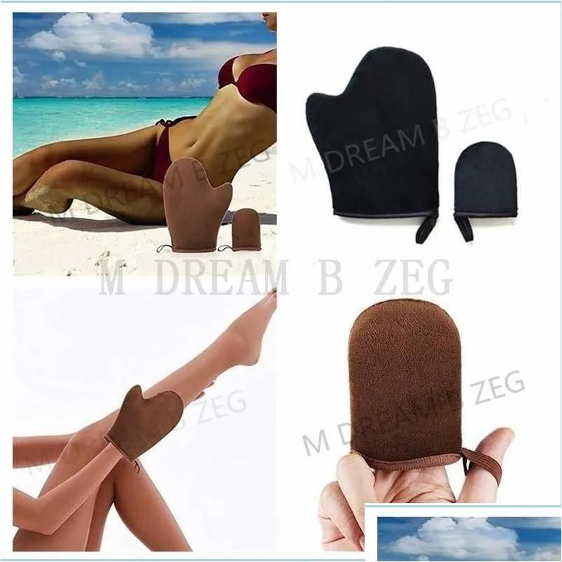 Bath Brushes Sponges Scrubbers Brushes New Tanning Mitt With Thumb For Self Tanners Tan Applicator Spray Beach Special Gloves Dro Dhx01