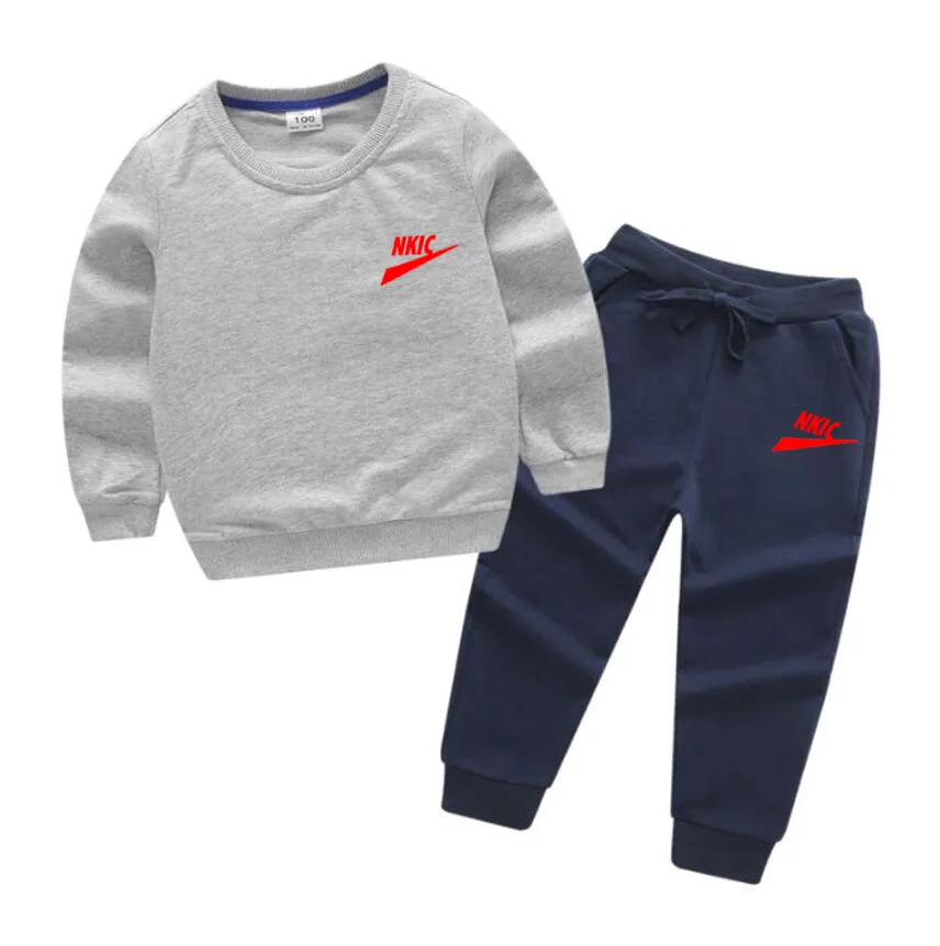 New Spring Baby Boys Workout Sweatshirt Drawstring Sweatpant Sets Kids Tracksuit Child Jumper Pant Jogger Set 1-13 Years Brand LOGO Print