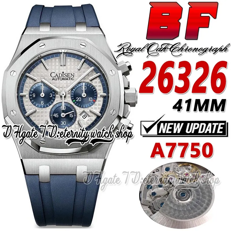 BFF V3 bf26326 Reloj para hombre ETA A7750 Cronógrafo automático Dial de textura blanca Marcadores de barra Caja de acero inoxidable Correa de caucho Super Edition eternity Relojes deportivos