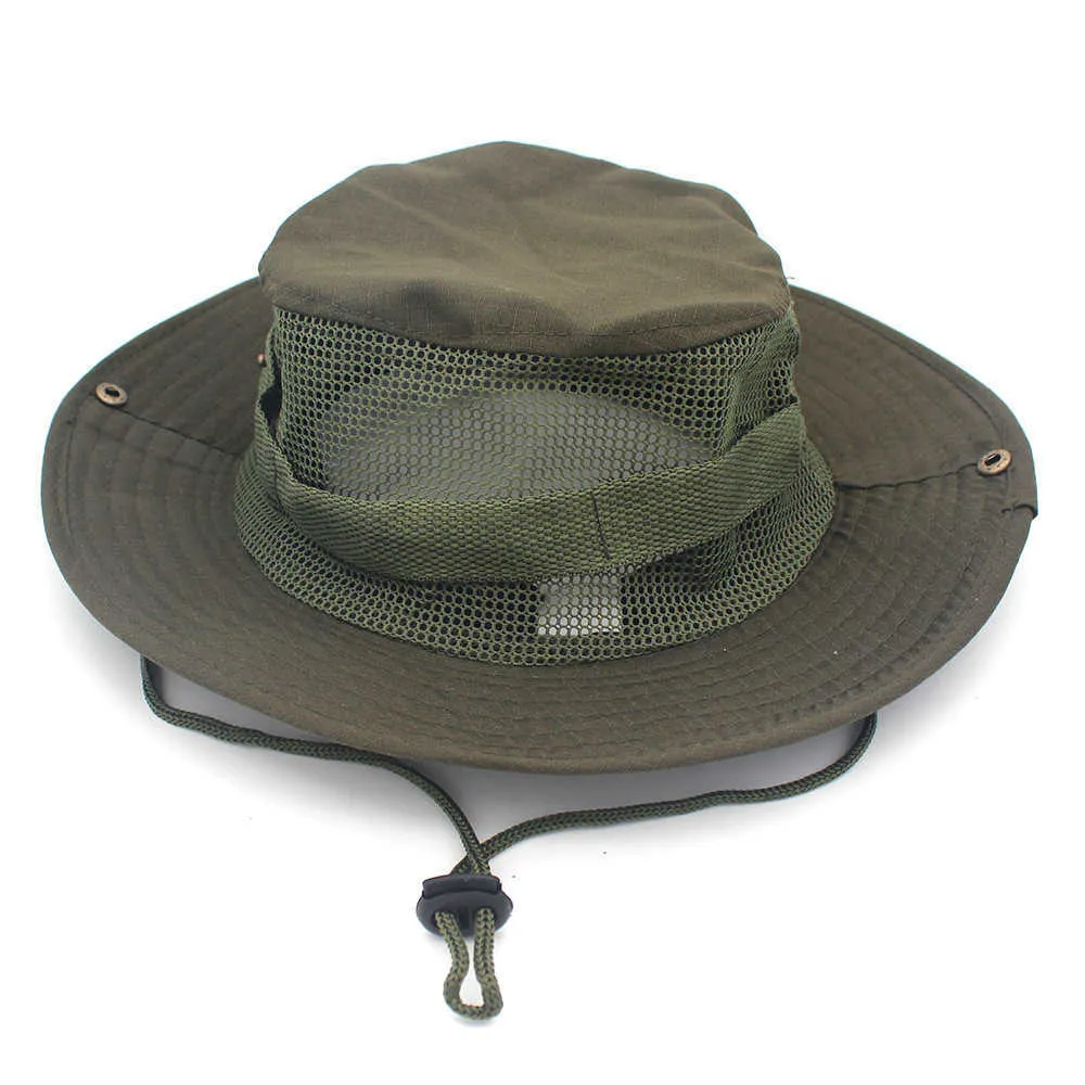 Wide Brim Hats Safari Man Hat Bonnie Jungle Military Caps Vented Bucket Fishing Women Outdoor Fisherman Camouflage Army Hat Hunt Mesh Camo Bob G230224