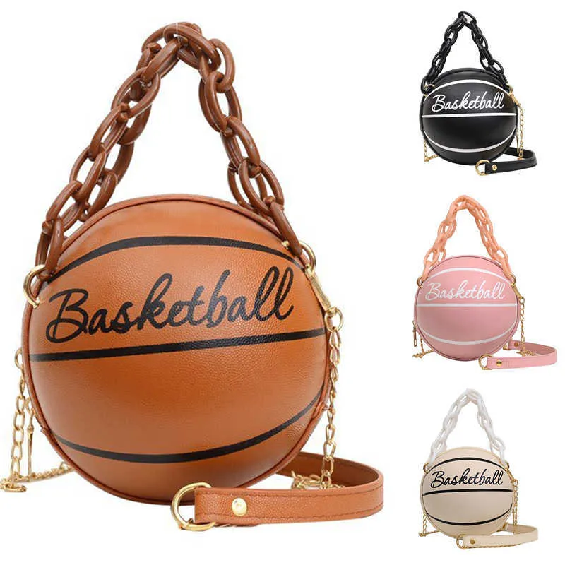 Totes mode vrouwelijk leer roze basketbaltas 2023 nieuwe bal portemonnees voor tieners vrouwen schoudertassen crossbody ketting hand y2302