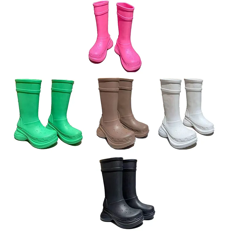 Pink Designer Rubber Rain Boots For Men Women Black White Green Brown Paris EVA Shoes Size 36-45