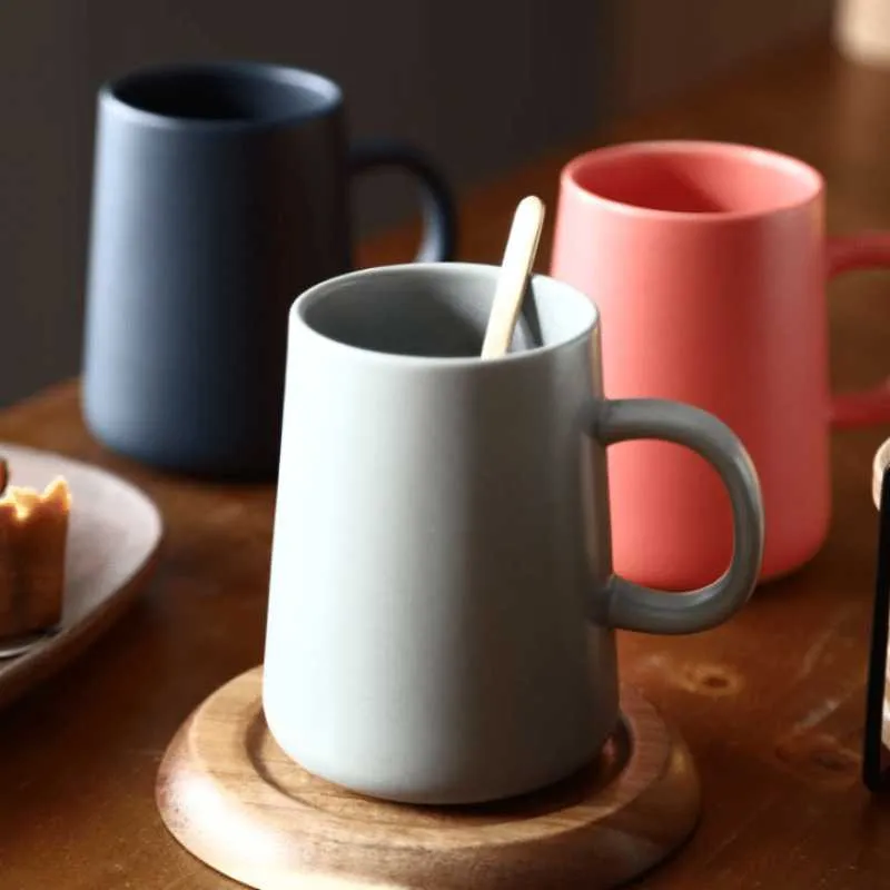 Muggar 450 ml keramisk mugg enkel design ren färg mjölk kaffekoppar frukost kopp drinkware teacup studenter dricksvatten för gåva