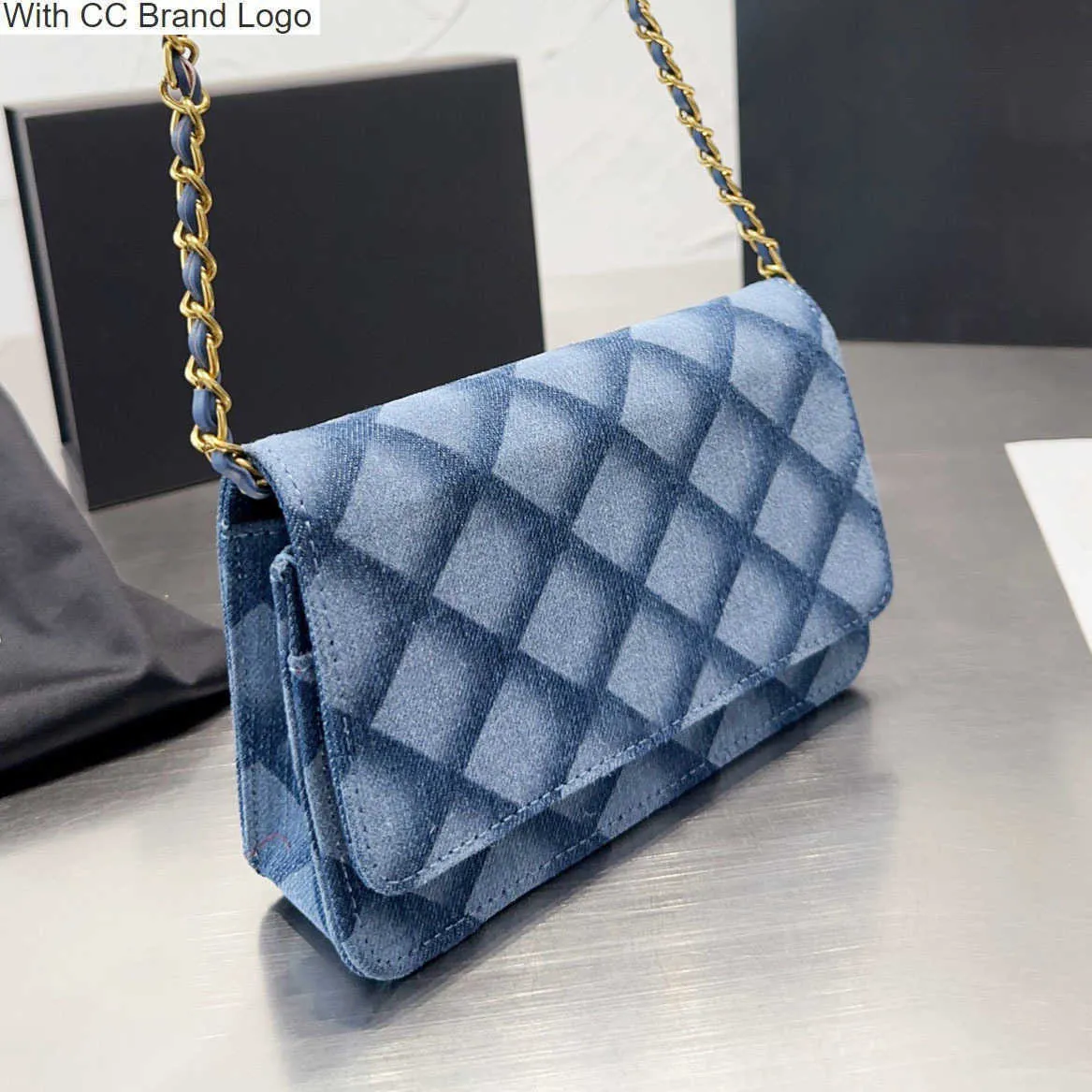 CC Brand Cross Body Womens Blue Denim WOC Wallets Quilted Bags Discolored Designer Coins Purse French Womens Luxuries Handbags Multi Pochette Mini Crossbody Car