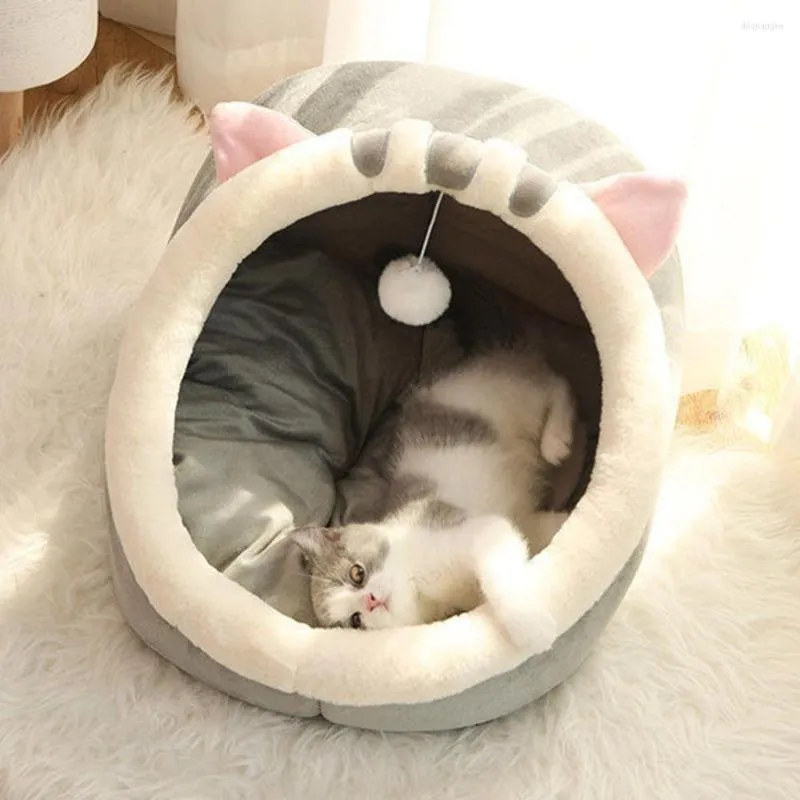 Cat Beds Bed Four Seasons Universal Cozy Kitten Lounger Cushion Small Dog Teddy Removable House Tent Washable Cave Mat