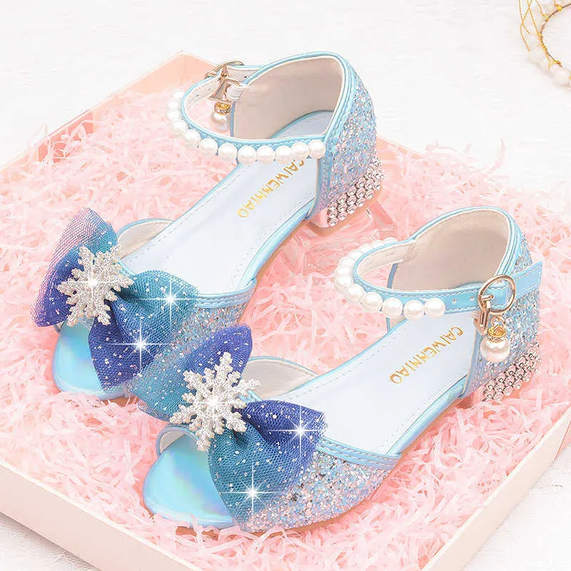 Sandals Kids Leather Shoes For Girls Knot Banquet Party Children