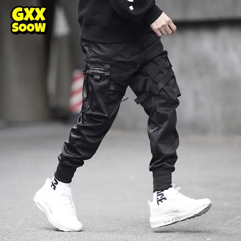 Herrbyxor män multipocket elastisk midja design harem pant män streetwear punk hip hop casual byxor joggar man dansande byxa gw013 z0225