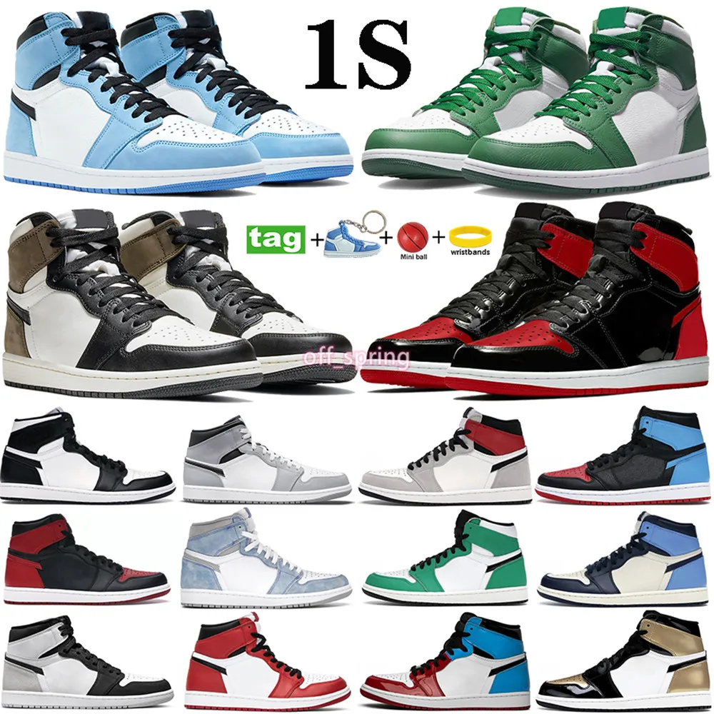 Męskie 1 high og 1s buty do koszykówki królewskie sneakers University Blue Patent Gorge Green Dark Mocha Starfish Black White Women Treners Rozmiar 36-46