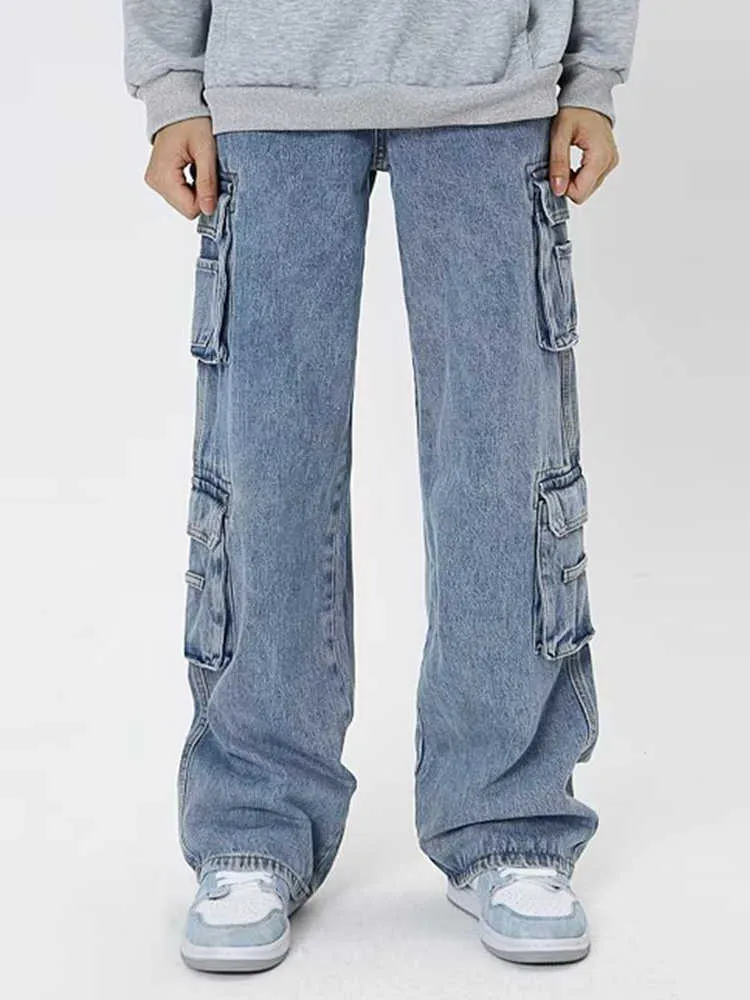 Jeans para hombres Pantalones de carga retro jeans sueltos moda para hombres ropa de la calle de los 90 pierna ancha cintura alta y2k jeans pantalones de trabajo pantalones Z0225