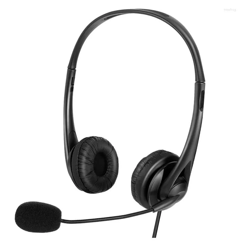 Mikrofon 3,5mm/usb fiş gürültü, cep telefonu için mikrofon hacim kontrolü ile kulak üstü kulaklık iptali Skype Siyah