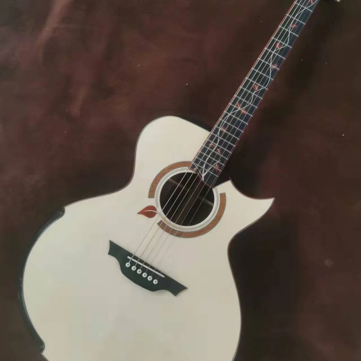 41 "SJ Barrel Handmade Guitar مصنوع من التكوين العالي (FIR Rosewood) زهرة الحياة المرصعة تشير إلى العزف على الجيتار الصوتية الشعبية
