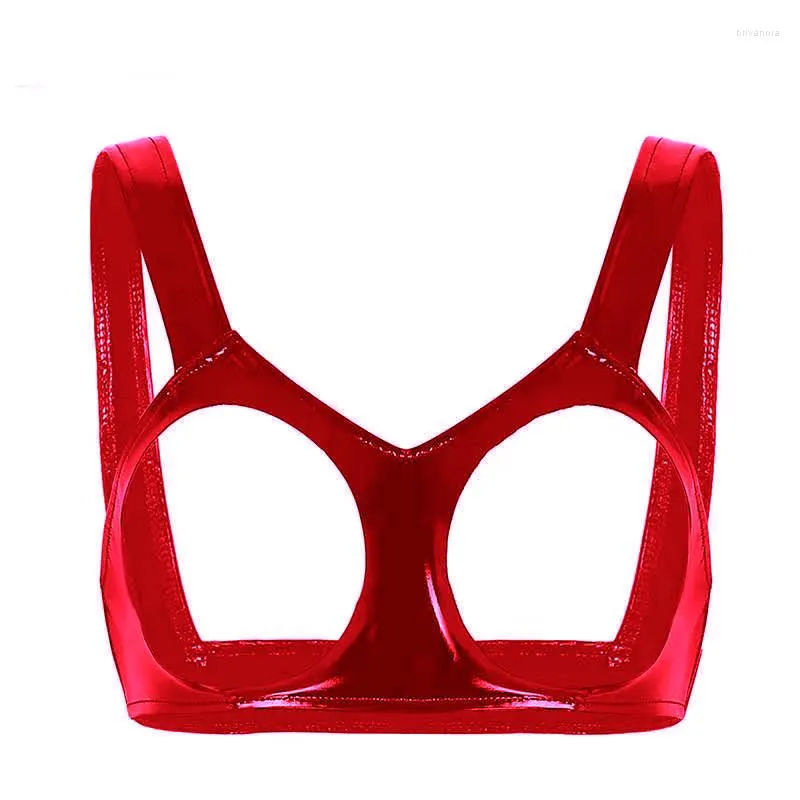 red latex bralette