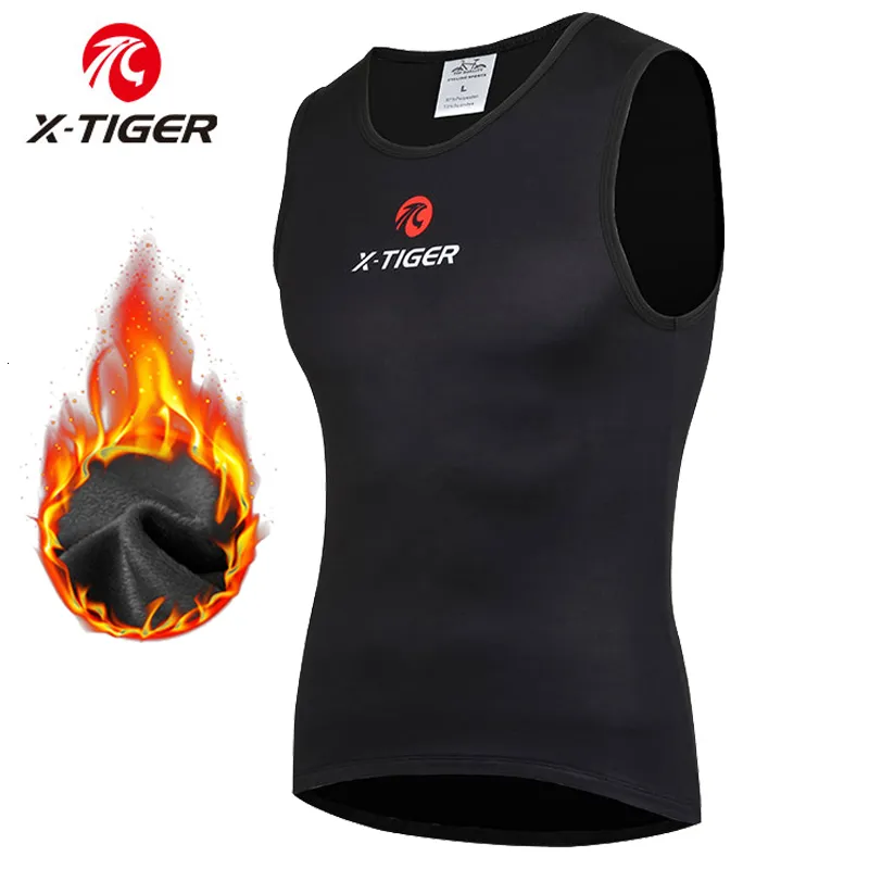 Sous-vêtements de cyclisme X-TIGER Hiver Cyclisme Couche de base sans manches Polaire Sports Maillots de vélo Vélo Garder au chaud Chemise sans manches Sous-vêtements de vélo chauds 230224