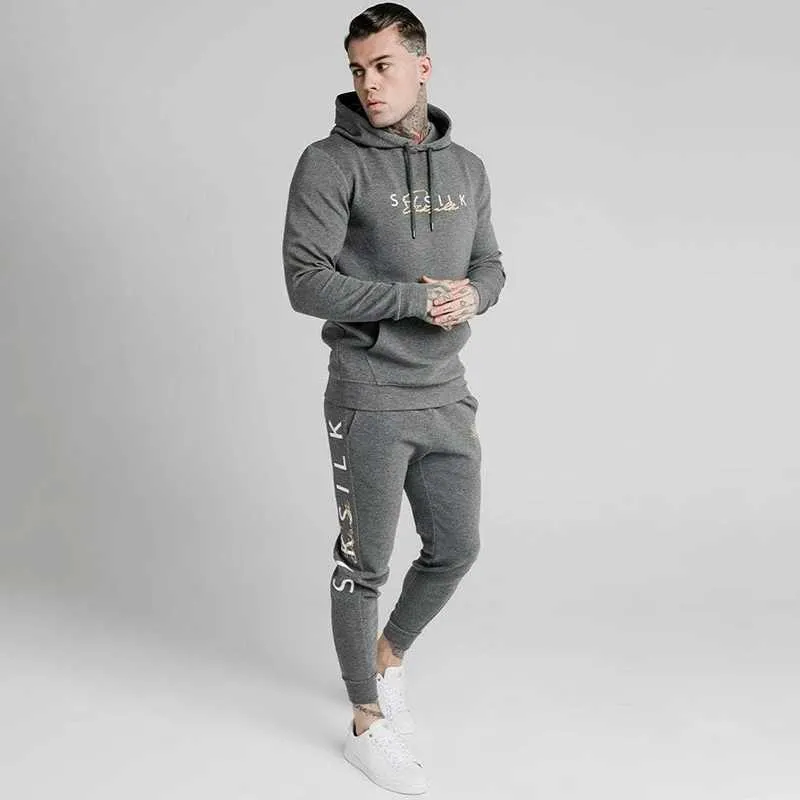 Mens Silk Tracksuit Set For Autumn Winter Sportswear Gym