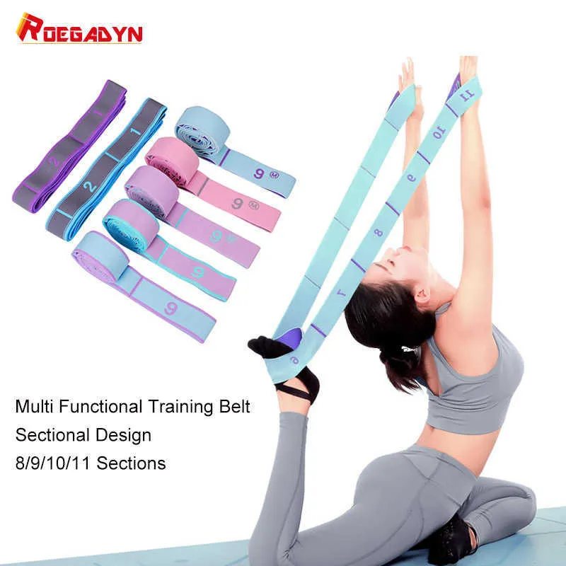 Yoga Stripes Yoga Pull Strap Belt Poliestere Lattice Elastico Latin Dance Stretching Band Loop Yoga Pilates GYM Fitness Esercizio Bande di resistenza J0226