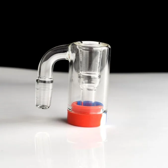 Nieuwste glazen bongs waterleidingen waterpijpolie olie dab rig catcher met kleurrijke siliconen deksel recht 14 mm mannelijke as rookverzamelaar voor rookaccessoire gereedschap