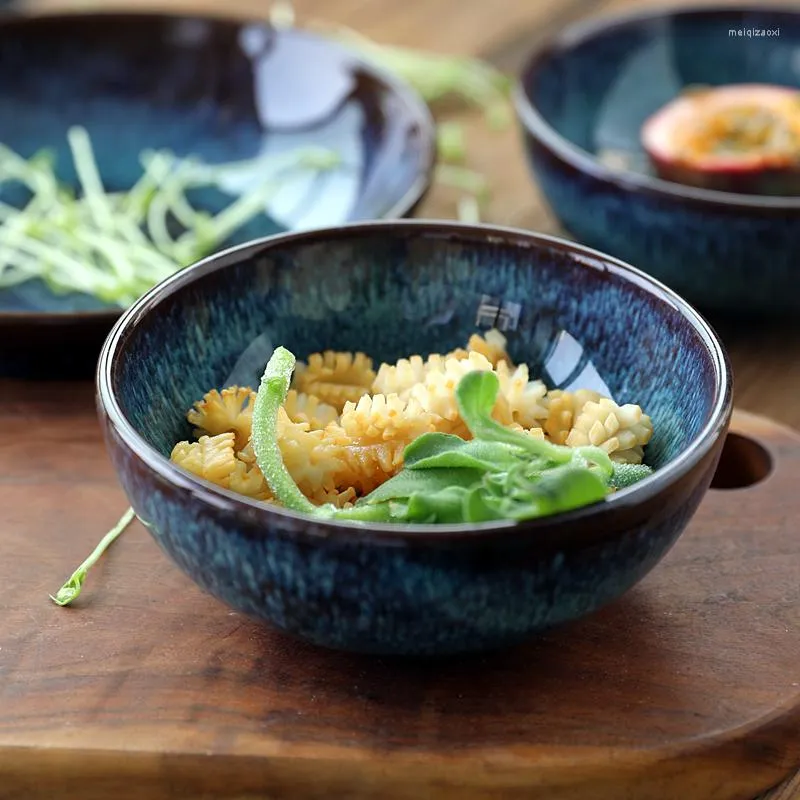 Skålar påfågel mönster keramisk skål hushåll ris omedelbar nudel liten soppa bordsart japansk söt stor