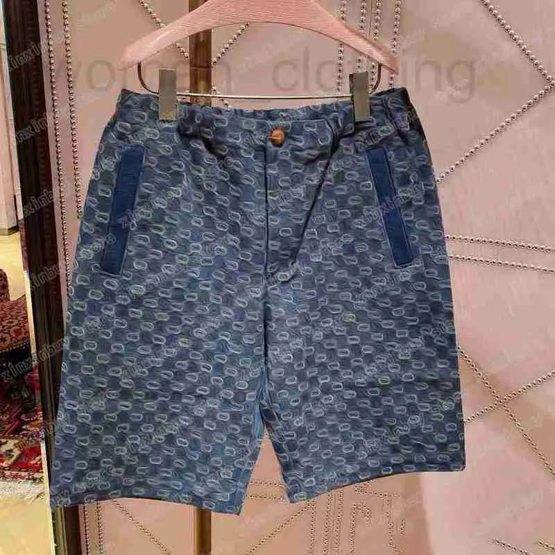 Designer heren shorts denim jacquard dubbele letter lente zomers zomermannen singbing pant casual broek blauw xinxinbuy xs-l sdx8