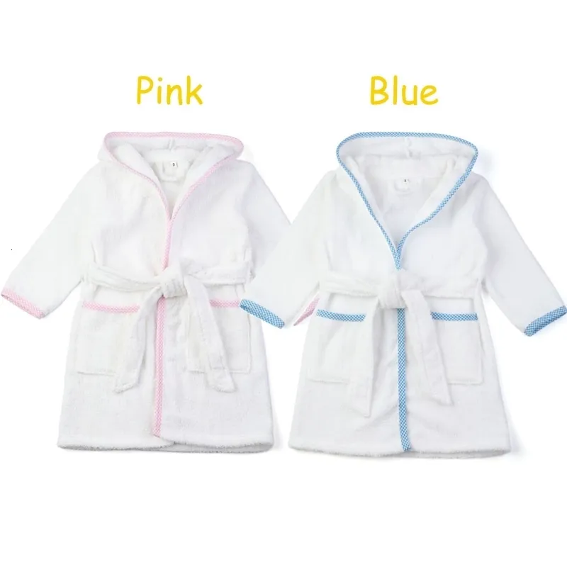 Pajamas 100 Cotton White Terry Towelling Bathrobes With Drawstring Unisex Children Girls Sleepwear Boys Bathroon Sets 230224