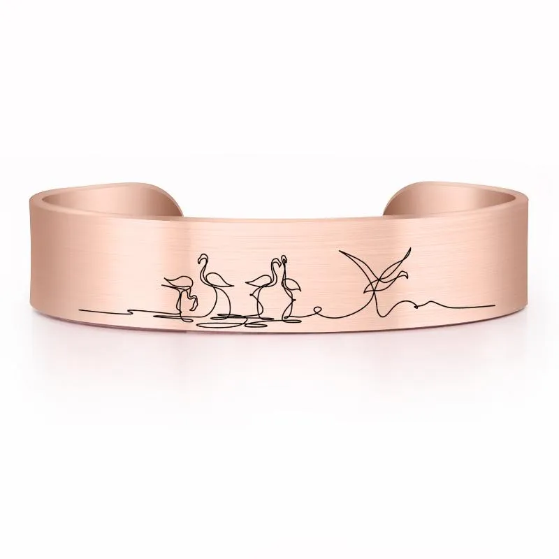 Brazalete Flamingo acero inoxidable cepillado brazalete 15 mm ancho 4 colores pulsera joyería regalos tamaño ajustable para hombre y mujer