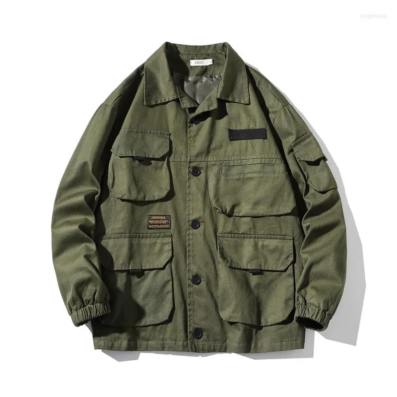 Mens Jackets 2024 Japanese Streetwear Army Green Plus Size Work Jacket Men Clothing Harajuku Coat Korean Fashion Military Casual Workwear