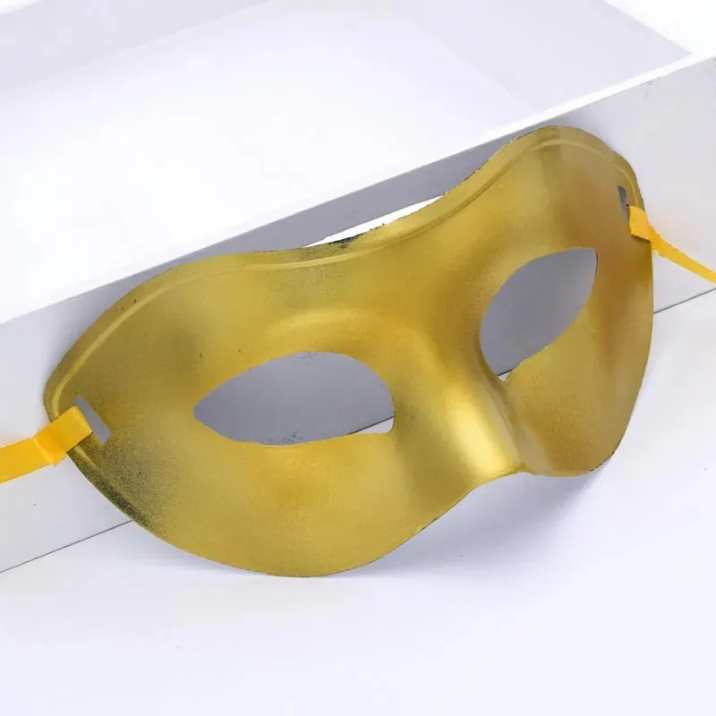 Man Halvt ansikte Arkaistiska Festmasker Antika Klassiska Män Mask Mardi Gras Maskerad Venetiansk Kostym Festmasker 50st Silver Guld Vit Svart