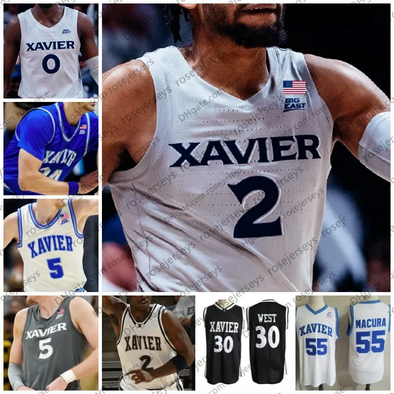 Özel Xavier Silahşörler Basketbol Forması Souley Boum Zach Freemantle Jack Nunge Colby Jones Adam Kunkel Erkek Kadın Gençlik Çocuk NCAA Formaları S-4XL