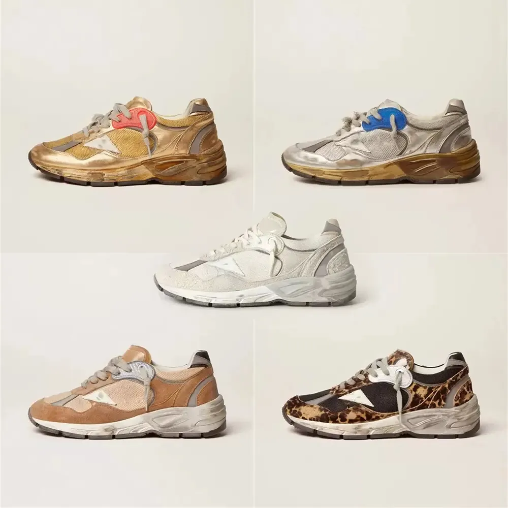 【関税&送料込】Golden Sneaker Running Dad In Pelle DHgate.com:Italian Brand DAD-STAR Golden Running Sneakers