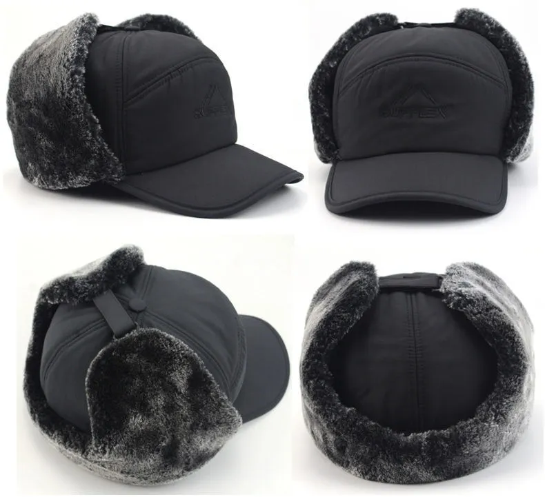 Autumn and Winter Mid-elderly Hat Trapper Hats Riding Windproof Cord Thickened Velvet ear Hat