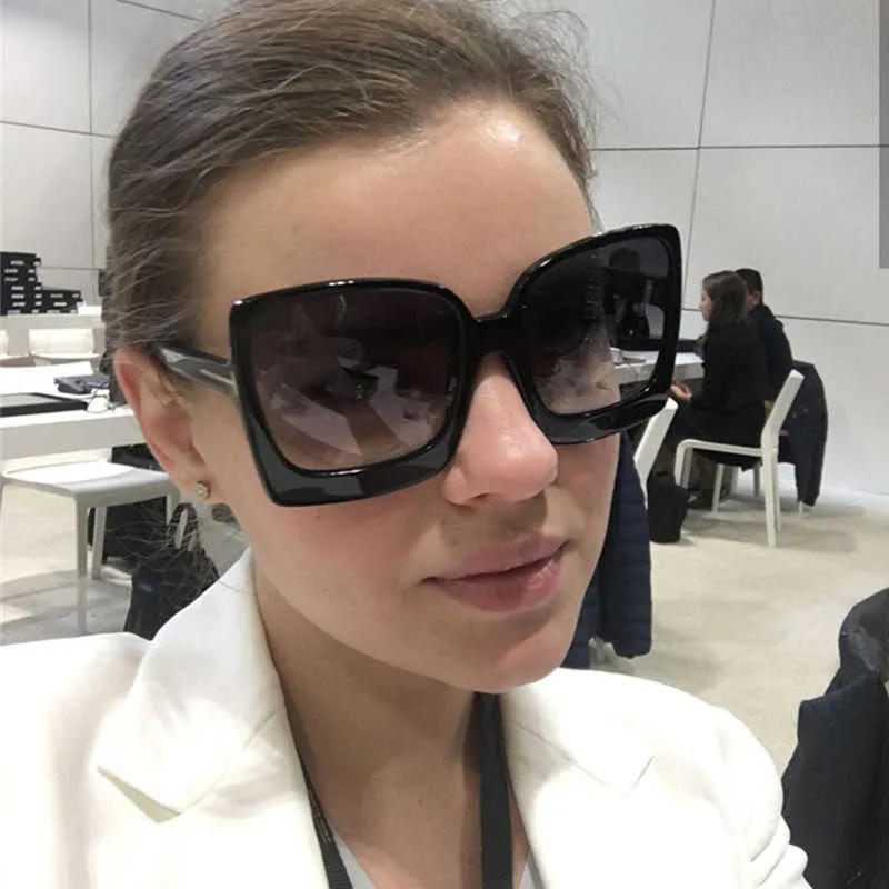 Óculos de sol HBK Ladies Square Sunglasses 2019 New Style Sun Glasses Design Women Women Big Frame Eyewear para tons ao ar livre Oculos Oculos G230223