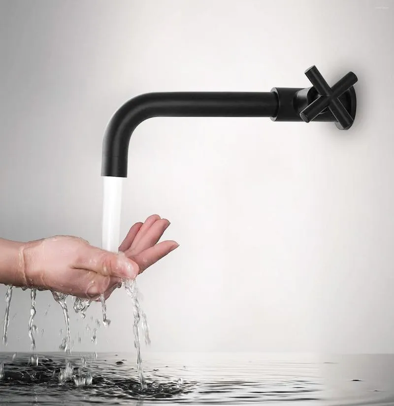 Bathroom Sink Faucets Single Handle Wall Mount Faucet Matte Black 1 Hole Basin Mixer Tap