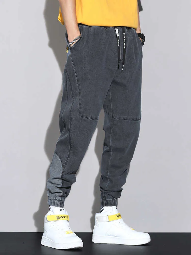 Мужские брюки весна летние мешковатые джинсы Мужские джинсовые брюки хип -хоп уличная одежда Черная бегуна гарема Джин Брюки плюс размер 6xl 7xl 8xl Z0225