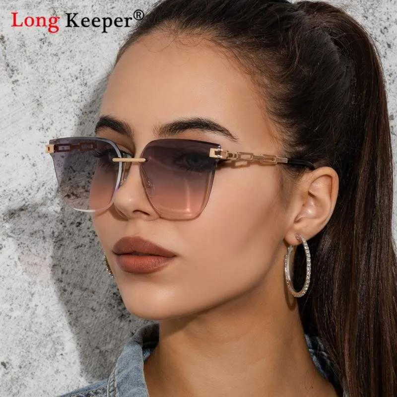 Sonnenbrille Trendige Sonnenbrille Retro Randlose Frauen Cat Eye Vintage Farbverlauf Sonne Coole Brille Weiblicher Schutz Rahmenlose Brillen Shades Uv400 G230223